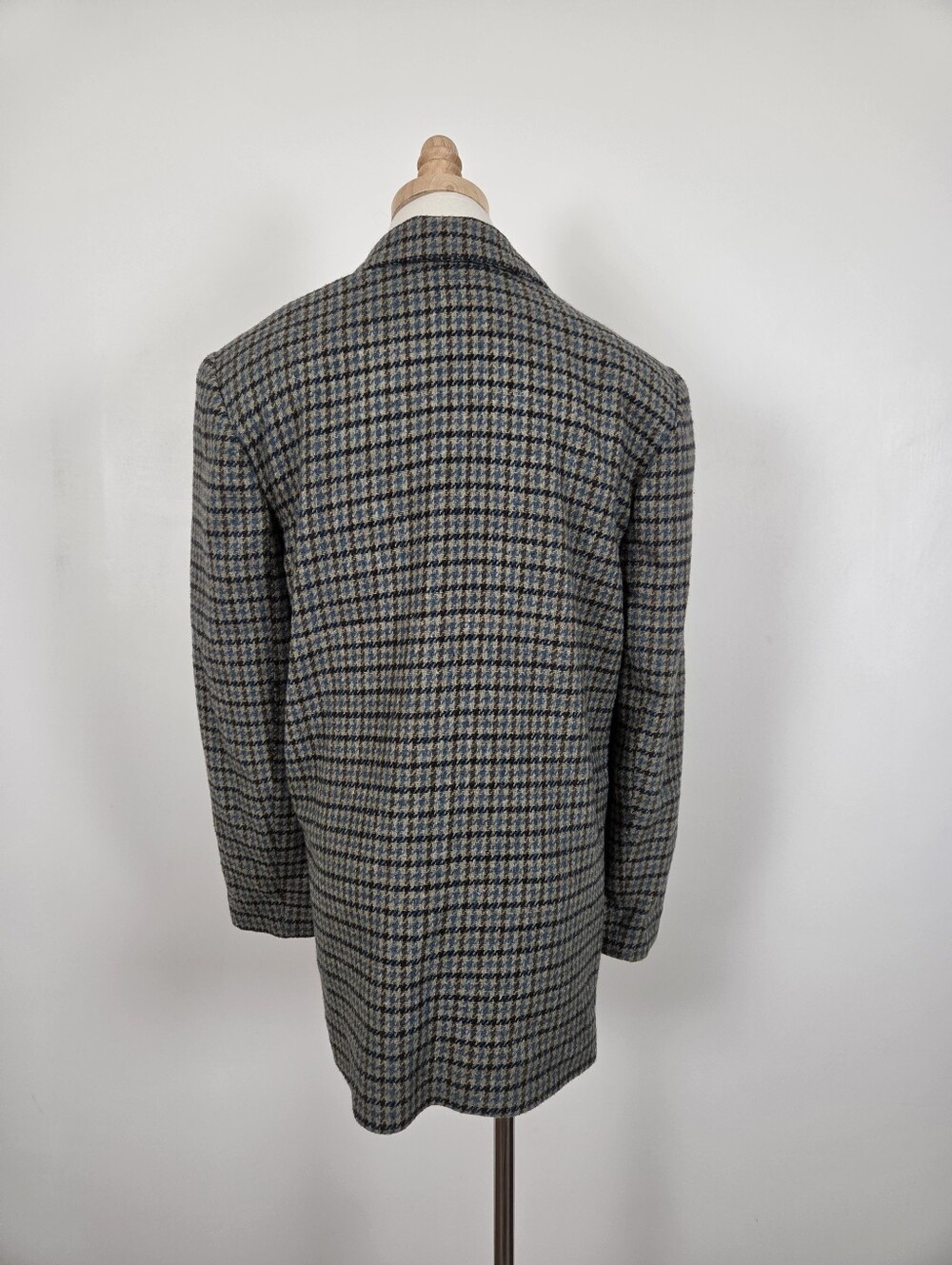 Romanian Houndstooth Oversized Blazer Blue Brown Boxy (c1) - Picture 5 of 12